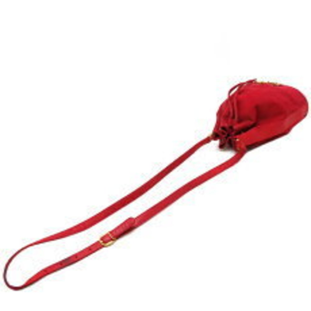 Gucci Horsebit Drawstring Bag Shoulder Bag Red Leather - Picture 4 of 9
